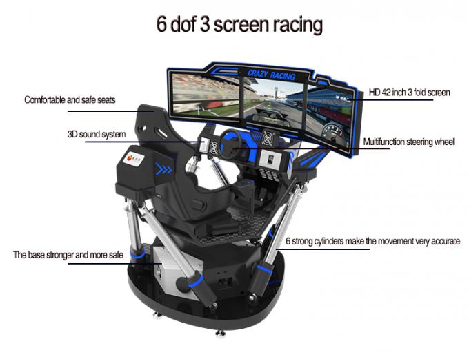 360 Graad Dynamische 9D VR Simulator 3 de Schermen Arcade Game Machines 0