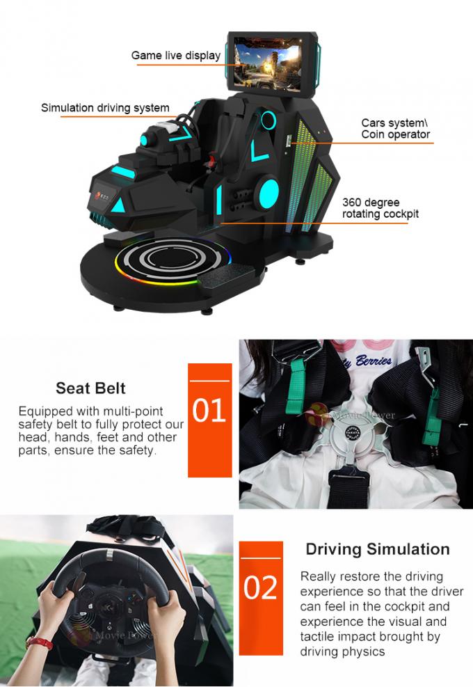 Het koele Spel van het de Simulatorautorennen van de Ontwerp9d VR Bioskoop Elektrische 9D VR 1