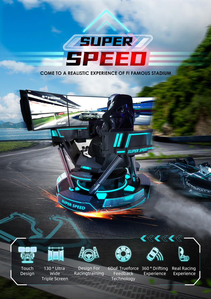 VR 3-Screen Auto Racing Virtual Reality Simulator 6-Dof Zwarte Auto Racing Game Machine 5d Auto rijden arcade For Mall 0