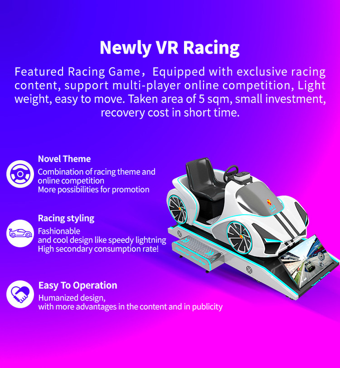 9d virtuele Werkelijkheidsauto het Drijven Simulatorcockpit met het Rennen van Vr van het Motieplatform Spelmachine 1