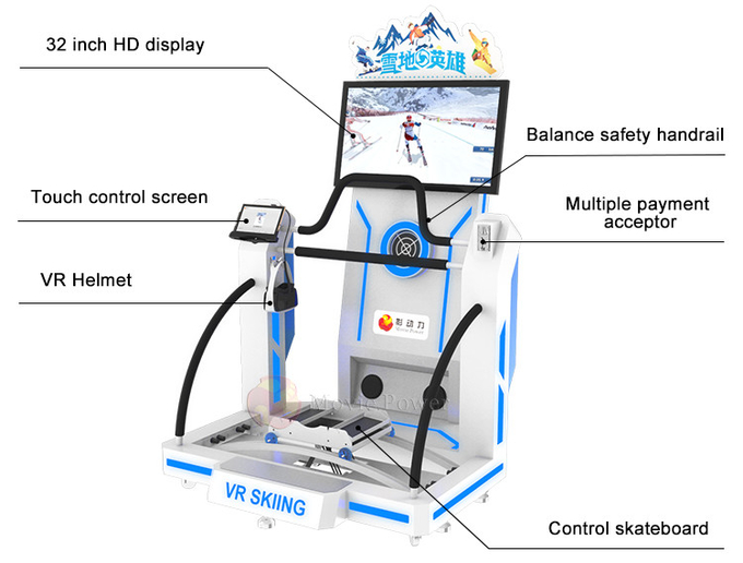 Coin Operated Virtual Reality Arcade Machine 9d Vr Ski Simulator Voor Commerciële 3
