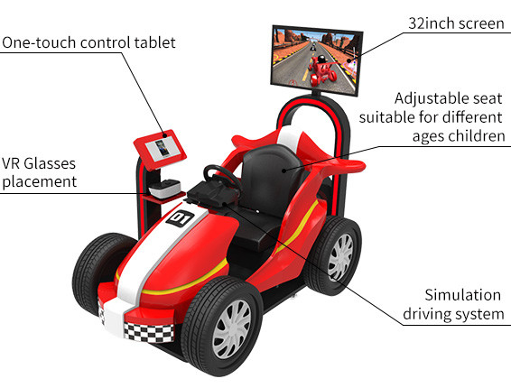 VR-themaparkritten 9D Kids Racing Game Simulator Muntautomaat Arcade-machine 4