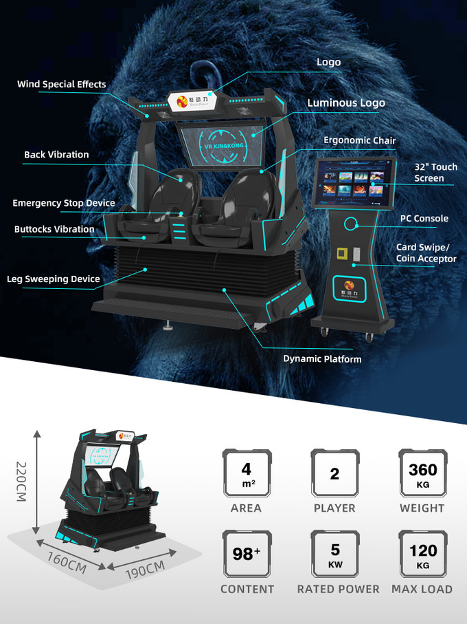 2 zitplaatsen achtbaan 9d Vr Motion Chair Vr Cinema Movies Simulator Virtual Reality Game Machine Arcade Te koop 1