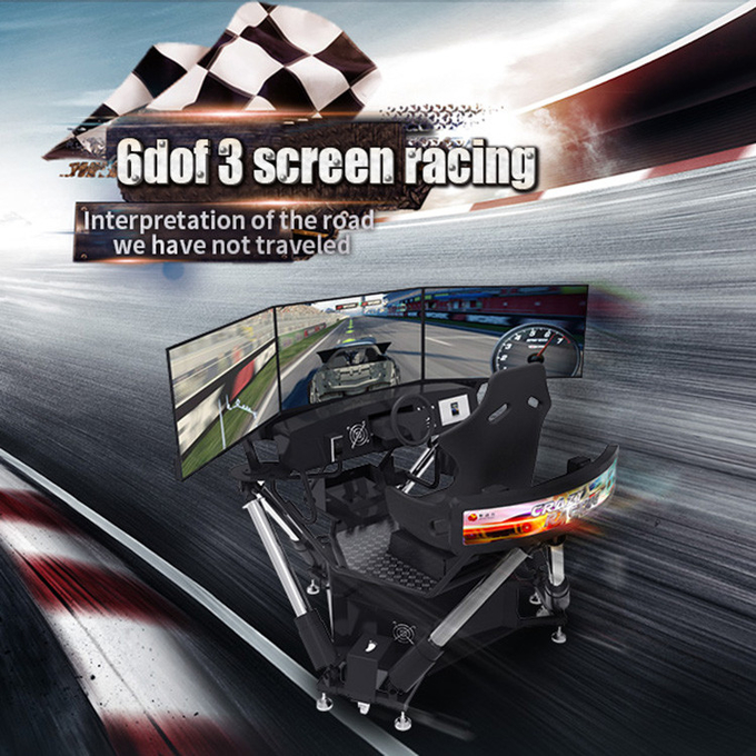 6 DOF-raceauto's Arcade Dynamic Motion Drive-apparatuur 3 scherm-rijsimulator 0