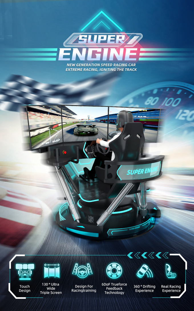 Auto Simulator 9d Vr 6 Dof Racing Simulator Virtual Reality Arcade Game Machine met 3 scherm 0
