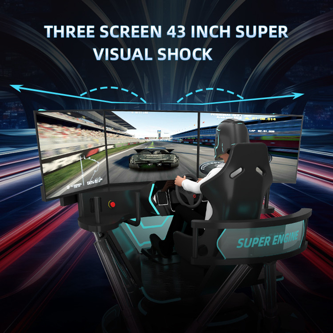 6dof Motion Hydraulische Racing Simulator Racing Car Arcade Game Machine Auto rijden Simulator Met 3 schermen 5