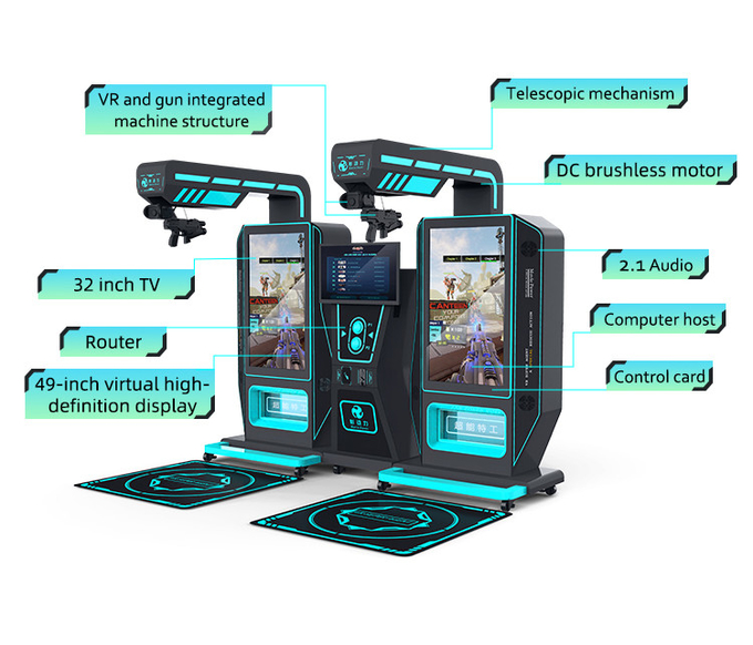 Virtual Reality Shooting Arcade Game Machine 9d Vr Shoot Game Apparatuur voor 2 spelers 1