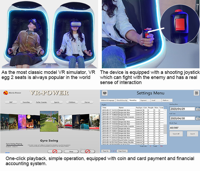 2 spelers Virtual Reality 9d Egg Chair 9d Vr Roller Coaster Game Machine Simulator Motion Platform Simulator 4