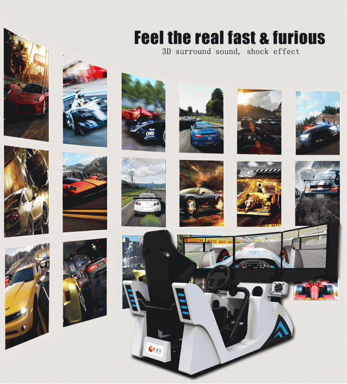 Binnen Virtuele de Werkelijkheidssimulator van de Arcaderaceauto met 3 het Scherm 4KW 2