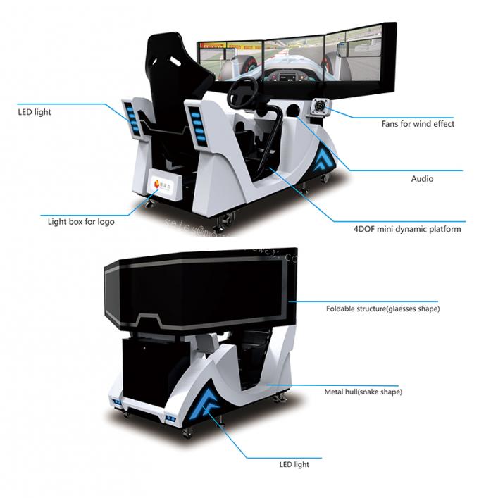 Binnen Virtuele de Werkelijkheidssimulator van de Arcaderaceauto met 3 het Scherm 4KW 0