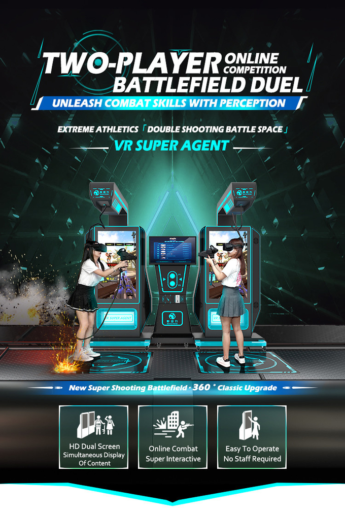 Shooting Machine Virtual Reality Gun Arcade Machine 2 Speler Amusement Ride 9d Vr Simulator 0