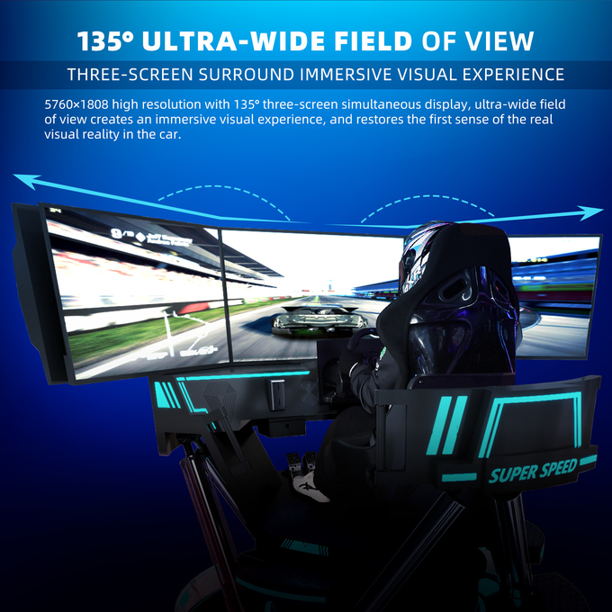 VR 3-Screen Auto Racing Virtual Reality Simulator 6-Dof Zwarte Auto Racing Game Machine 5d Auto rijden arcade For Mall 5